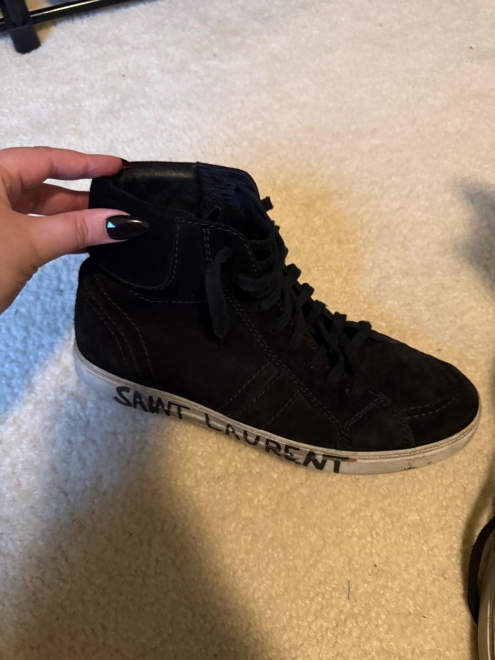 Saint Laurent Black Suede High-Top Sneaker